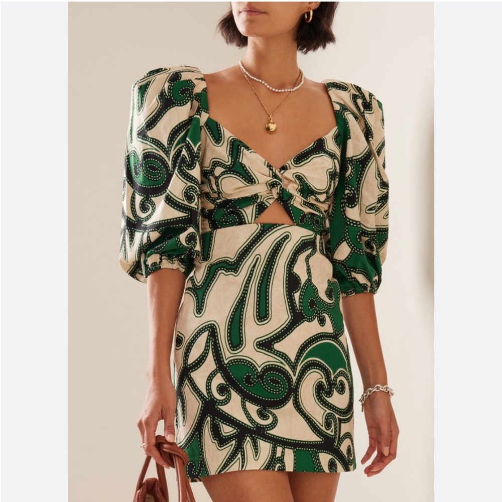 Alexis Green and Cream Mini Dress